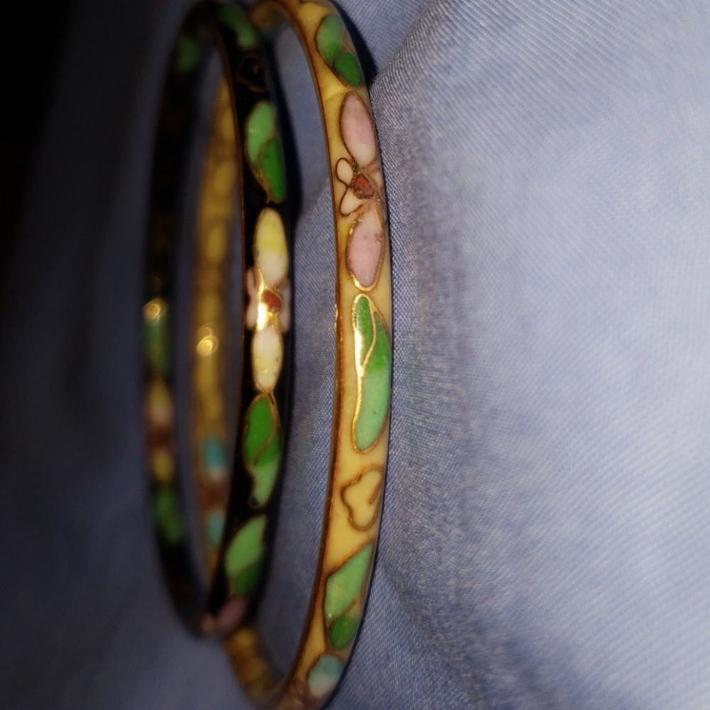Vintage floral enamel bangles